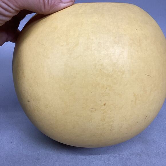 Vintage Yellow Ceramic Spherical Vase - 6”H - Picture 3 of 5